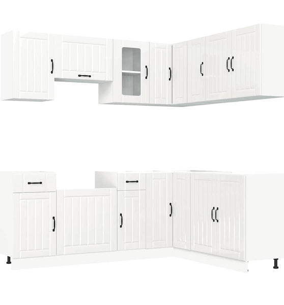 11-tlg. Küchenschrank-Set Kalmar Hochglanz-Weiß Holzwerkstoff