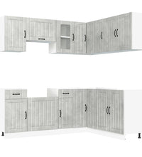 11-tlg. Küchenschrank-Set Kalmar Betongrau Holzwerkstoff