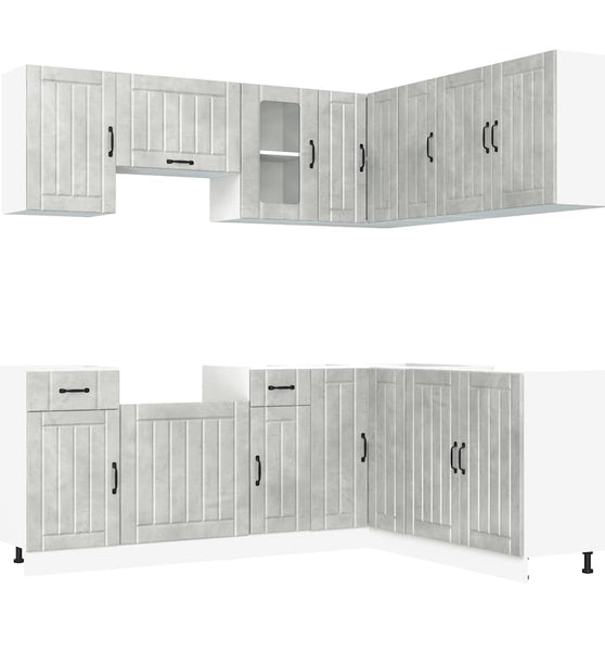 11-tlg. Küchenschrank-Set Kalmar Betongrau Holzwerkstoff