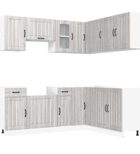 11-tlg. Küchenschrank-Set Kalmar Grau Sonoma Holzwerkstoff