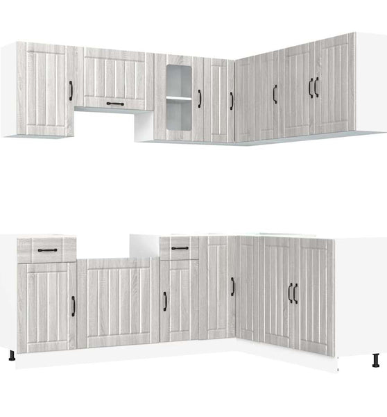 11-tlg. Küchenschrank-Set Kalmar Grau Sonoma Holzwerkstoff