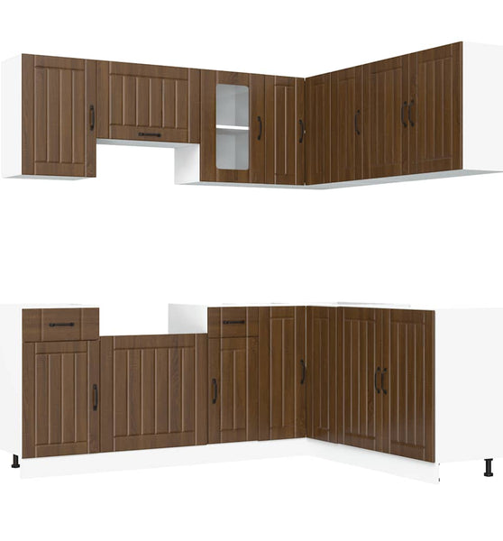 11-tlg. Küchenschrank-Set Braun Eichen-Optik Holzwerkstoff