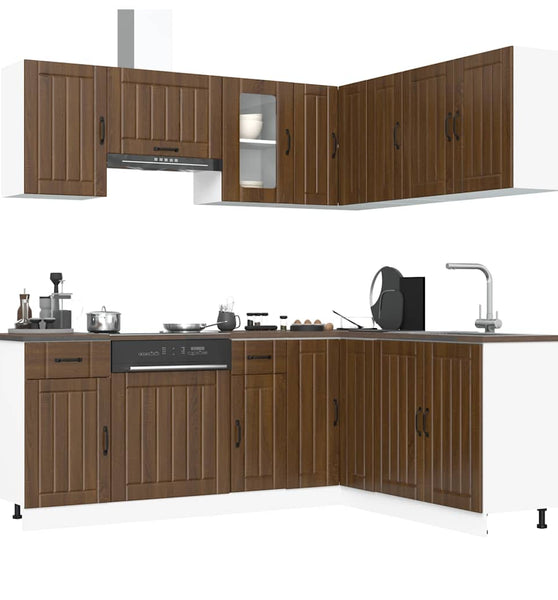 11-tlg. Küchenschrank-Set Braun Eichen-Optik Holzwerkstoff