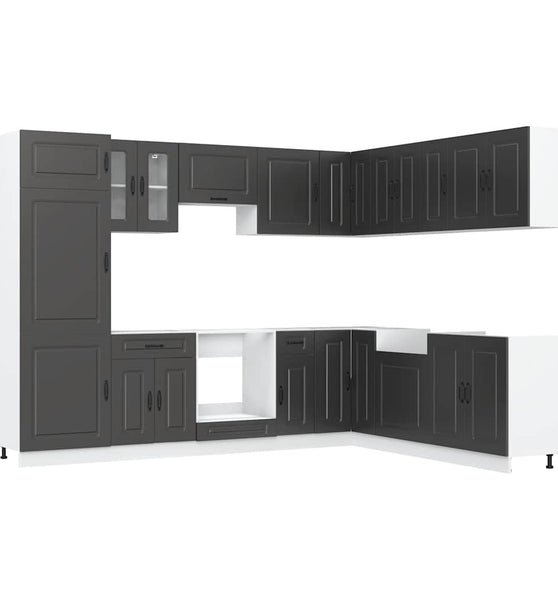 14-tlg. Küchenschrank-Set Kalmar Schwarz Holzwerkstoff