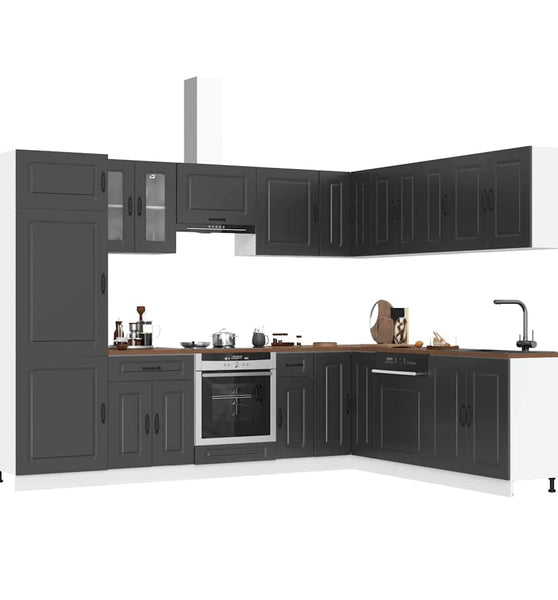 14-tlg. Küchenschrank-Set Kalmar Schwarz Holzwerkstoff