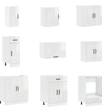 14-tlg. Küchenschrank-Set Kalmar Hochglanz-Weiß Holzwerkstoff