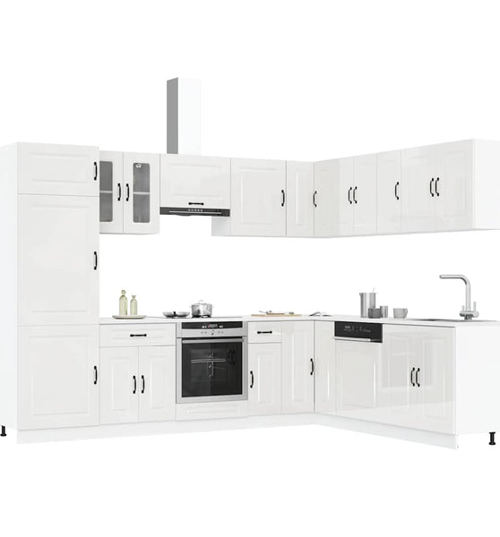 14-tlg. Küchenschrank-Set Kalmar Hochglanz-Weiß Holzwerkstoff