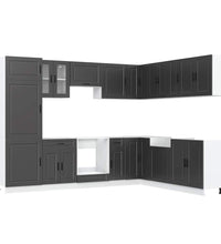 14-tlg. Küchenschrank-Set Porto Schwarz Holzwerkstoff