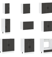 14-tlg. Küchenschrank-Set Porto Schwarz Holzwerkstoff