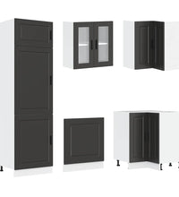 14-tlg. Küchenschrank-Set Porto Schwarz Holzwerkstoff