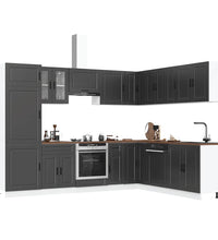 14-tlg. Küchenschrank-Set Porto Schwarz Holzwerkstoff