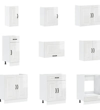 14-tlg. Küchenschrank-Set Porto Hochglanz-Weiß Holzwerkstoff