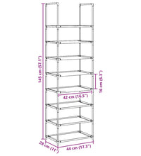 Schuhregal 8-stöckig Schwarz 44x28x145 cm Vliesstoff
