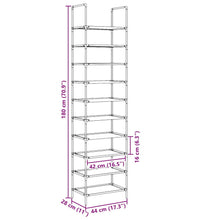 Schuhregal 10-stöckig Schwarz 44x28x180 cm Vliesstoff