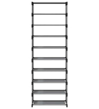 Schuhregal 10-stöckig Grau 54x28x158 cm Vliesstoff