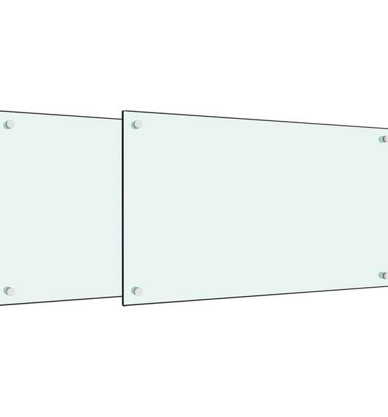 Küchenrückwände 2 Stk. Weiß 70x40 cm Hartglas