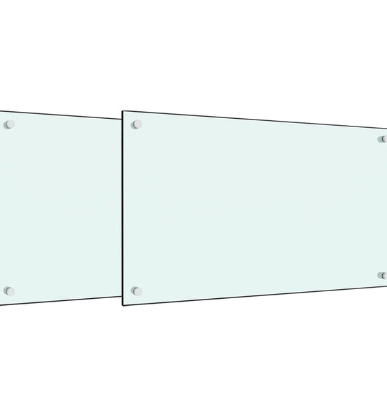 Küchenrückwände 2 Stk. Weiß 70x50 cm Hartglas