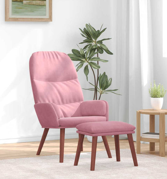 Relaxsessel mit Hocker Rosa Samt