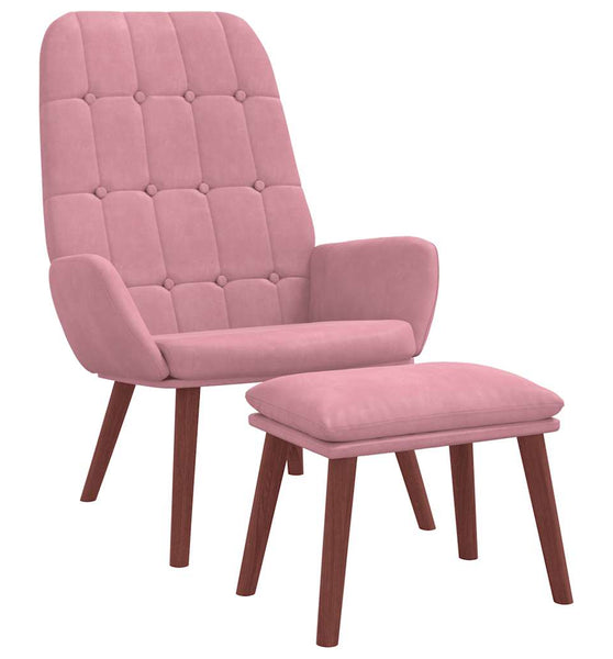 Relaxsessel mit Hocker Rosa Samt