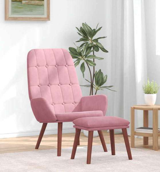 Relaxsessel mit Hocker Rosa Samt