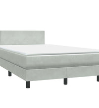 Boxspringbett mit Matratze Hellgrau 120x220 cm Samt