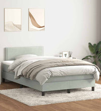 Boxspringbett mit Matratze Hellgrau 120x220 cm Samt