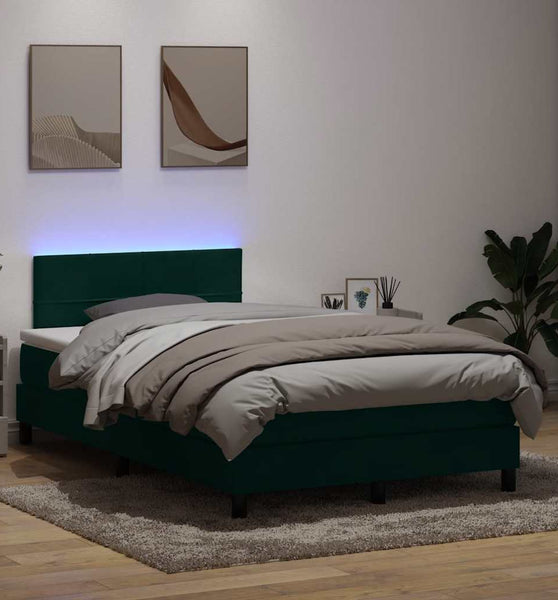 Boxspringbett mit Matratze Dunkelgrün 120x220 cm Samt