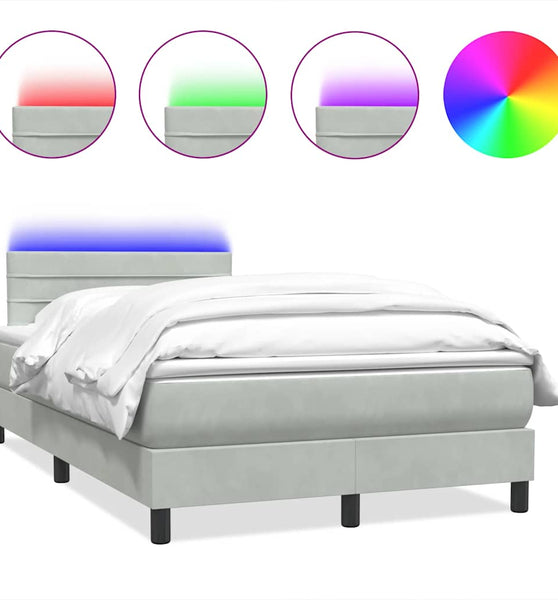 Boxspringbett mit Matratze Hellgrau 120x220 cm Samt