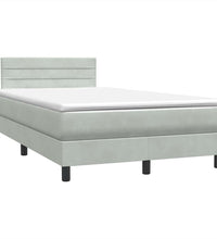 Boxspringbett mit Matratze Hellgrau 120x220 cm Samt