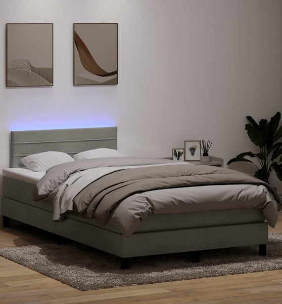 Boxspringbett mit Matratze Hellgrau 120x220 cm Samt
