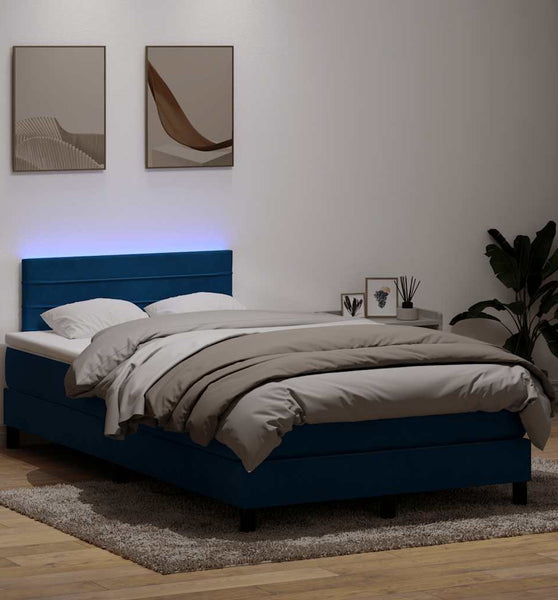 Boxspringbett mit Matratze Dunkelblau 120x220 cm Samt