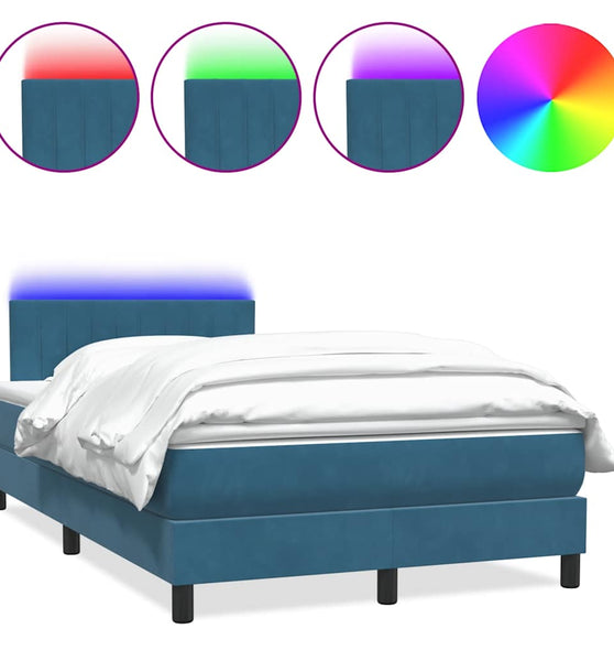 Boxspringbett mit Matratze Dunkelblau 120x220 cm Samt