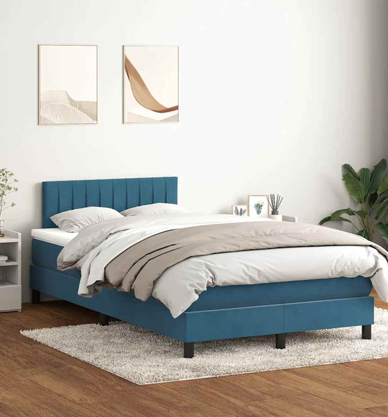 Boxspringbett mit Matratze Dunkelblau 120x220 cm Samt