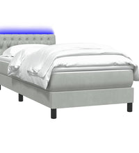 Boxspringbett mit Matratze Hellgrau 90x210 cm Samt