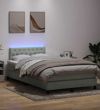 Boxspringbett mit Matratze Hellgrau 120x220 cm Samt