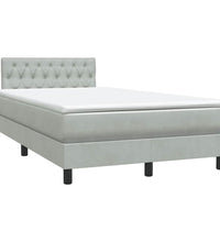 Boxspringbett mit Matratze Hellgrau 120x220 cm Samt
