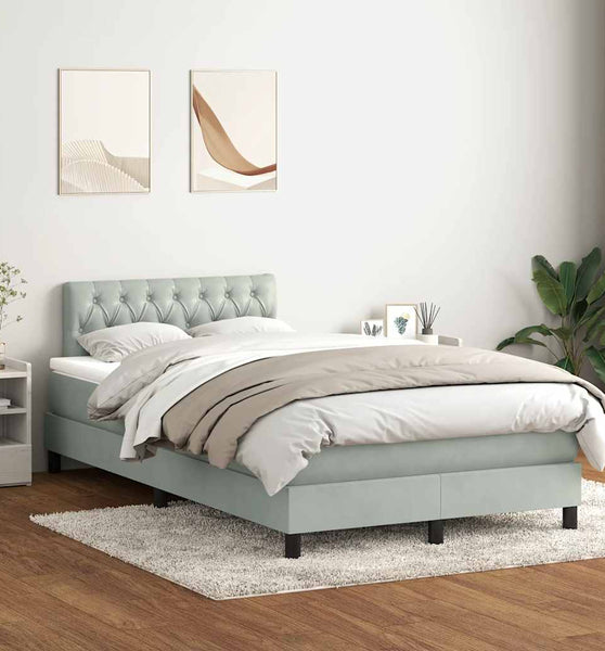 Boxspringbett mit Matratze Hellgrau 120x220 cm Samt