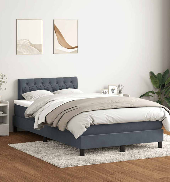 Boxspringbett mit Matratze Dunkelgrau 120x220 cm Samt