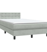 Boxspringbett mit Matratze Hellgrau 120x220 cm Samt