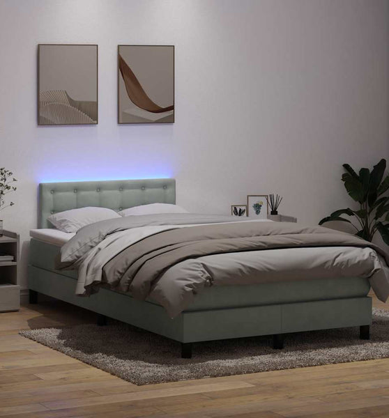 Boxspringbett mit Matratze Hellgrau 120x220 cm Samt