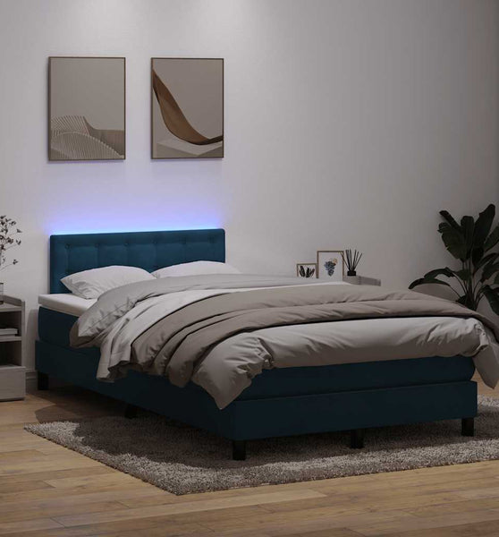 Boxspringbett mit Matratze Dunkelblau 120x220 cm Samt