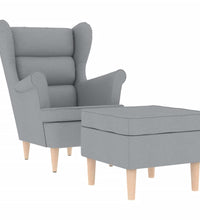 Sessel mit Fußhocker Hellgrau Stoff
