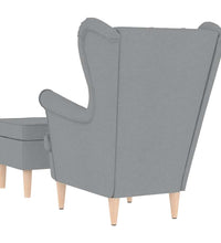 Sessel mit Fußhocker Hellgrau Stoff