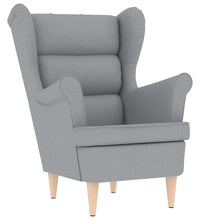 Sessel mit Fußhocker Hellgrau Stoff