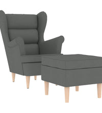 Sessel mit Fußhocker Dunkelgrau Stoff