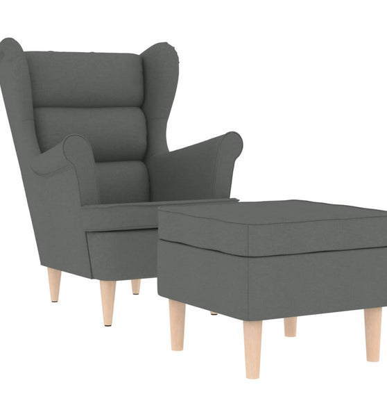 Sessel mit Fußhocker Dunkelgrau Stoff