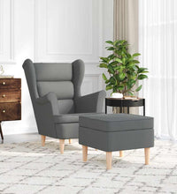 Sessel mit Fußhocker Dunkelgrau Stoff