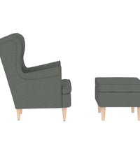 Sessel mit Fußhocker Dunkelgrau Stoff
