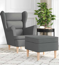 Sessel mit Fußhocker Dunkelgrau Stoff