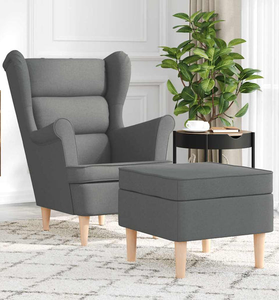 Sessel mit Fußhocker Dunkelgrau Stoff